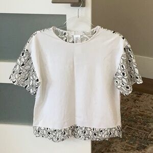 Anne Fontaine White and Black Lace Blouse